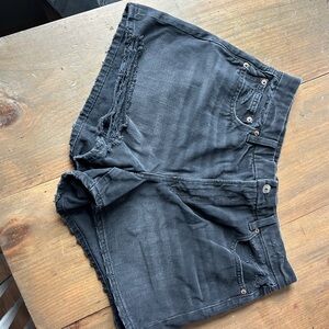Black Distressed Denim Shorts
